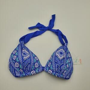 Swim Systems Blue Printed Day Dreamer Triangle Bikini Top Size S